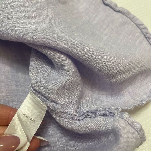J. Jill Love Linen Lavender Purple Button Up Shirt Size MP Medium - Picture 8 of 10